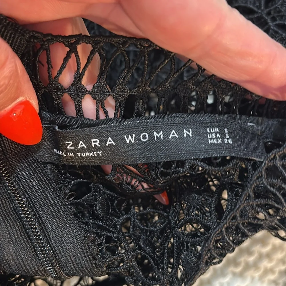 Zara Black Lace Yoke Mini Dress - Picture 5 of 6